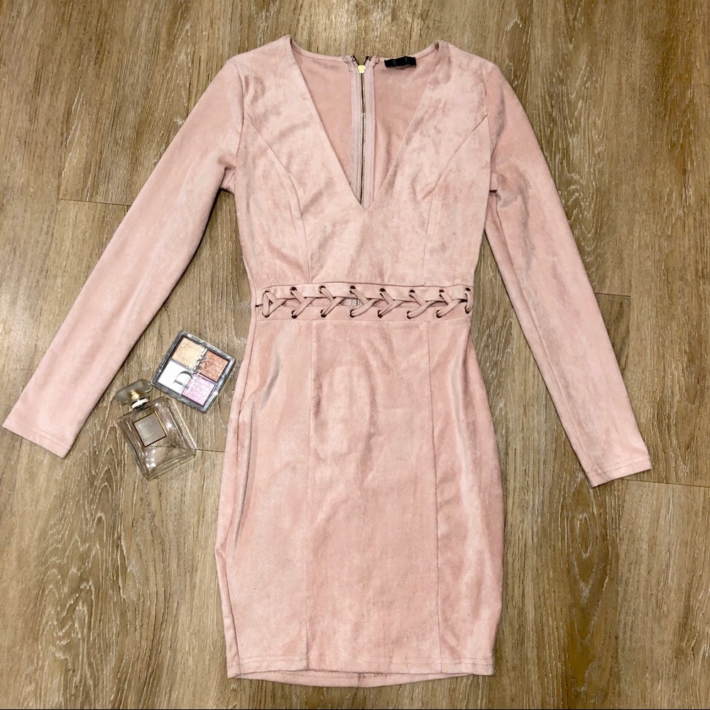 Pink suede dress